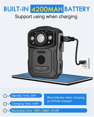 4K Rozdzielczość IP68 Wifi Kamery noszone przez ciało H.264/H.265 Kodowanie wideo z NFC i systemem Android 10