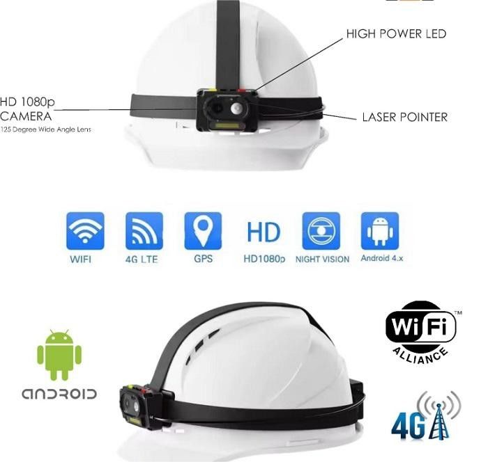 4000mAh Two Way Talk Hardhat z reflektorem lampy i GPS