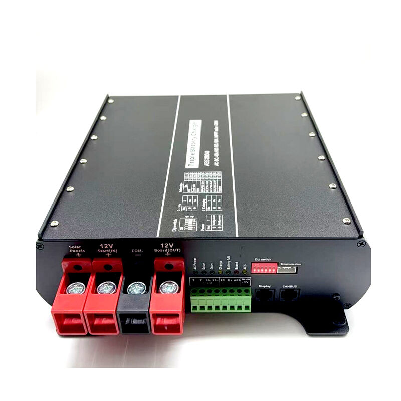 Ładowarka akumulatorów DC ze zintegrowanymi instrukcjami bezpieczeństwa, podkreślającymi prawidłowy dobór typu akumulatora i odpowiednią wentylację